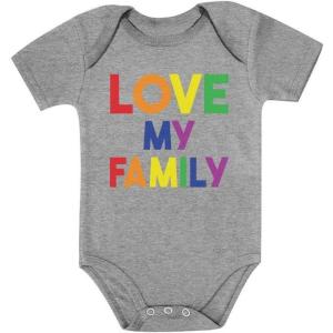 imageI Love My Family Gay Pride Baby Outfit LGBT Rainbow Baby BodysuitGray