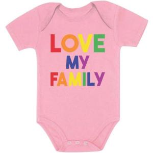 imageI Love My Family Gay Pride Baby Outfit LGBT Rainbow Baby BodysuitPink