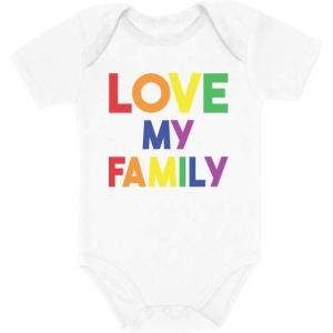 imageI Love My Family Gay Pride Baby Outfit LGBT Rainbow Baby BodysuitWhite