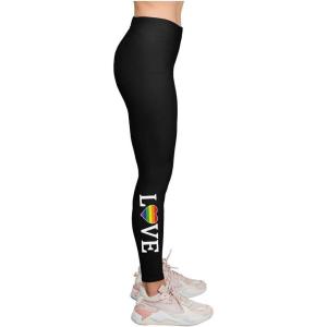 imageLove Rainbow Heart Leggings for Women Teen Girls LGBTQ Gifts Equality Pride Month Hearts Womens TightsBlack