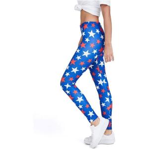 imageStars American Flag Leggings Patriotic 4th of July Red White and Women TightsBlue