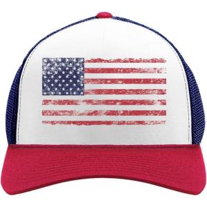 imageTstars American Flag Hat 4th of July Trucker Mesh Cap Patriotic Hats for Men WomenBlueWhiteRed