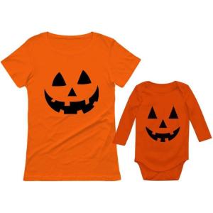 imageTstars Jack O Lantern Pumpkin Mom Baby Matching Set Funny Halloween Costume Shirts Mom Orange SmallBaby Orange 6M 36M