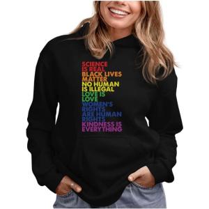 imageTstars LGBT Love is Love Rainbow Hoodie Pride Month LGBTQ Gay Equality Sweatshirt Hoodies for Women Teen GirlsBlack