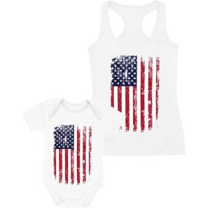 imageTstars Mommy and Me 4th of July Shirts American Flag Mom and Baby Matching OutfitsMom White  Baby White