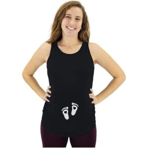 imageTstars Very Cute Baby Footprints  Pregnant Mom to Be Maternity Tank Top Medium Black