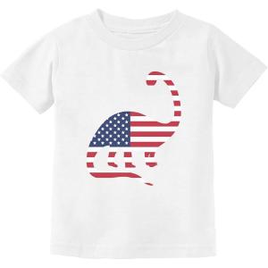 imageUSA Dinosaur American Flag Shirt 4th of July Gift Youth Kids TShirtWhite