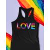 imageLove is Love Gay Pride Top Rainbow Flag Heart LGBT Racerback Tank TopBlack