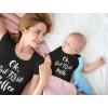 imageTstars Ok But First Coffee Mom and Baby Matching Set Funny Shirts for Mothers Day ampamp New MomsMom Black  Baby Black