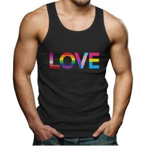 imageLove is Love Gay Pride Top Rainbow Flag Heart LGBT Mens Tank TopBlack