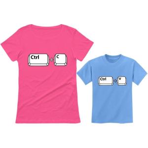 imageMom ampamp Her GirlBoy Copy Paste Matching Set Mother ampamp DaughterSon TShirtsMom Pink  Child California Blue