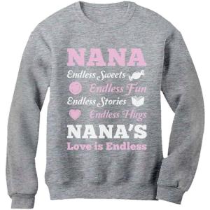 imageNanas Love is Endless  Gift for Mothers Day Grandma Women SweatshirtGray