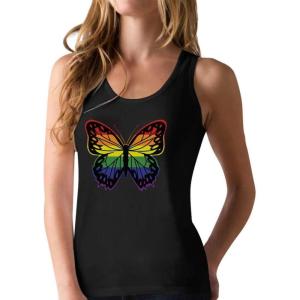 imageRainbow Butterfly Top Pride Parade LGBT Racerback Tank TopBlack