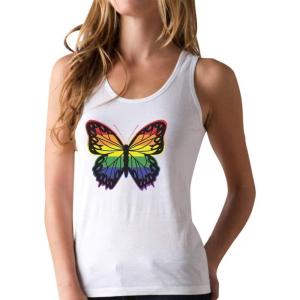 imageRainbow Butterfly Top Pride Parade LGBT Racerback Tank TopWhite