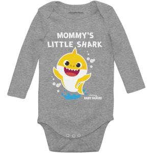imageTstars Baby Shark Doo Doo Doo Outfit 1st Mothers Day Baby Boy Girl Long Sleeve Bodysuit Mommys Lil SharkGray