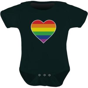 imageTstars Rainbow Heart LGBT Month Flag Baby Boy Girl Pride Outfit LGBTQ Gifts Gay Equality Infant BodysuitBlack