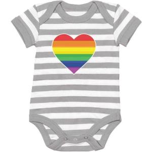 imageTstars Rainbow Heart LGBT Month Flag Baby Boy Girl Pride Outfit LGBTQ Gifts Gay Equality Infant BodysuitGrayWhite