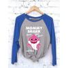imageMommy Shark Shirt Baby Shark Mother 34 Women Sleeve Baseball Jersey ShirtBlueGray