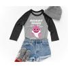 imageMommy Shark Shirt Baby Shark Mother 34 Women Sleeve Baseball Jersey ShirtBlueGray