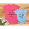 imageOur First Mothers Day Mommy and Me Matching Outfits Mom and Baby Shirts SetMom Pink  Baby Aqua