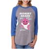 imageMommy Shark Shirt Baby Shark Mother 34 Women Sleeve Baseball Jersey ShirtBlueGray