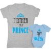 imageMother ampamp Son Matching Set Gift for Mom Baby Boy Shower Bodysuit ampamp Women TShirtWomen Gray  Baby Aqua