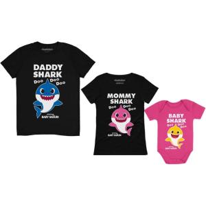 imageBaby Shark Family Set for Daddy Mommy Baby Matching Father Mother Infant OutfitsMom Black  Dad Black  Baby Wow Pink
