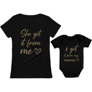 imageI Got It from My Mama She Got It from Me Mother Baby Daughter Matching OutfitsWomens Black  Baby Black