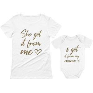 imageI Got It from My Mama She Got It from Me Mother Baby Daughter Matching OutfitsWomens White  Baby White