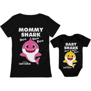 imageMommy and Baby Shark Matching Outfits Mom Gifts Mother ampamp Daughter Son Shirts SetMommy Black  Baby Black