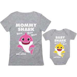 imageMommy and Baby Shark Matching Outfits Mom Gifts Mother ampamp Daughter Son Shirts SetMommy Gray  Baby Gray