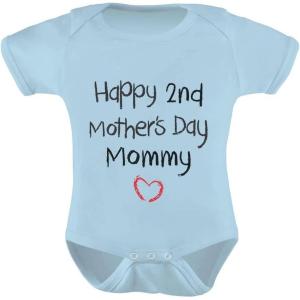 imageTeeStars  Happy 2nd Mothers Day Mommy Infant Baby One Piece Cute Baby BodysuitAqua