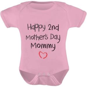 imageTeeStars  Happy 2nd Mothers Day Mommy Infant Baby One Piece Cute Baby BodysuitPink