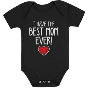 imageTstars I Have the Best Mom Ever Newborn Outfit Gift for New Moms Mothers Day Baby BodysuitBlack