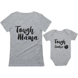 imageTstars Tough Cookie Mommy and Me Matching Outfits Mothers Day Mom ampamp Baby Shirts SetMom Gray  Baby Gray