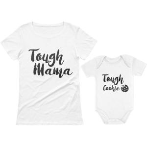 imageTstars Tough Cookie Mommy and Me Matching Outfits Mothers Day Mom ampamp Baby Shirts SetMom White  Baby White
