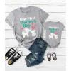 imageMom ampamp Baby Elephant Our First Mothers Day Mommy and Me Matching Outfits Gifts Mom T Shirt and 612M Baby BodysuitGray