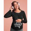 imagePregnancy Shirt for Women Cute Coming Soon Maternity Long Sleeve ShirtBlack