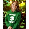 imageTstars St Patricks Day Womens ampamp Teen Girls Hoodie  Irish Shamrock FourLeaf Clover Pullover HoodiesDrink Up  Green