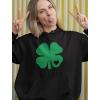 imageTstars St Patricks Day Womens ampamp Teen Girls Hoodie  Irish Shamrock FourLeaf Clover Pullover HoodiesHeart Clover  Black