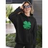 imageTstars St Patricks Day Womens ampamp Teen Girls Hoodie  Irish Shamrock FourLeaf Clover Pullover HoodiesHeart Clover  Black