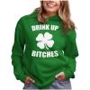 imageTstars St Patricks Day Womens ampamp Teen Girls Hoodie  Irish Shamrock FourLeaf Clover Pullover HoodiesDrink Up  Green