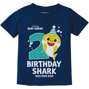 image2nd Birthday Baby Shark Shirt 2 Year Old Birthday Boy Girl Toddler Kids TShirtNavy