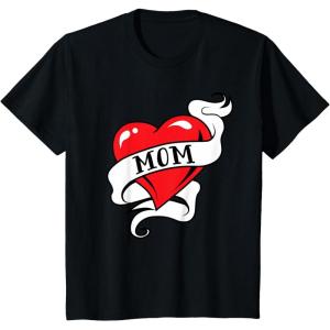 imageKids Mom Heart Tattoo for Mothers Day Love Mom TShirtBlack