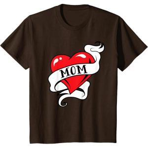 imageKids Mom Heart Tattoo for Mothers Day Love Mom TShirtBrown