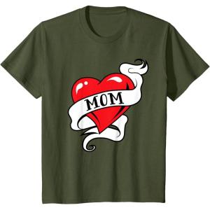 imageKids Mom Heart Tattoo for Mothers Day Love Mom TShirtOlive Green