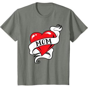 imageKids Mom Heart Tattoo for Mothers Day Love Mom TShirtOlive Heather
