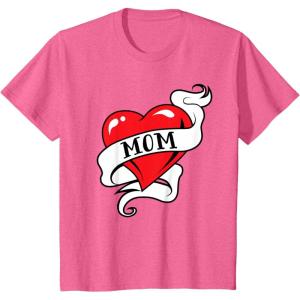 imageKids Mom Heart Tattoo for Mothers Day Love Mom TShirtPink Heather