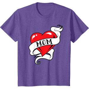 imageKids Mom Heart Tattoo for Mothers Day Love Mom TShirtPurple Heather