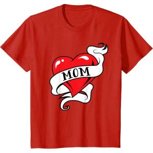 imageKids Mom Heart Tattoo for Mothers Day Love Mom TShirtRed